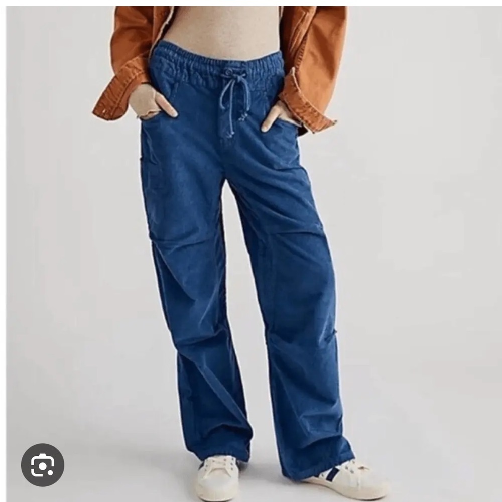 Free People Modern Love High Rise Pull on Corduroy Cargos - Picture 1 of 5